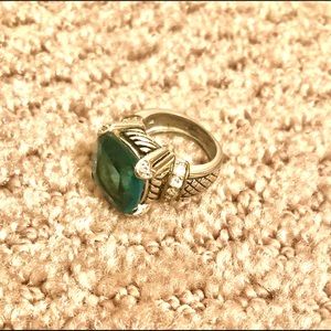 Sterling silver ring with blue gemstone